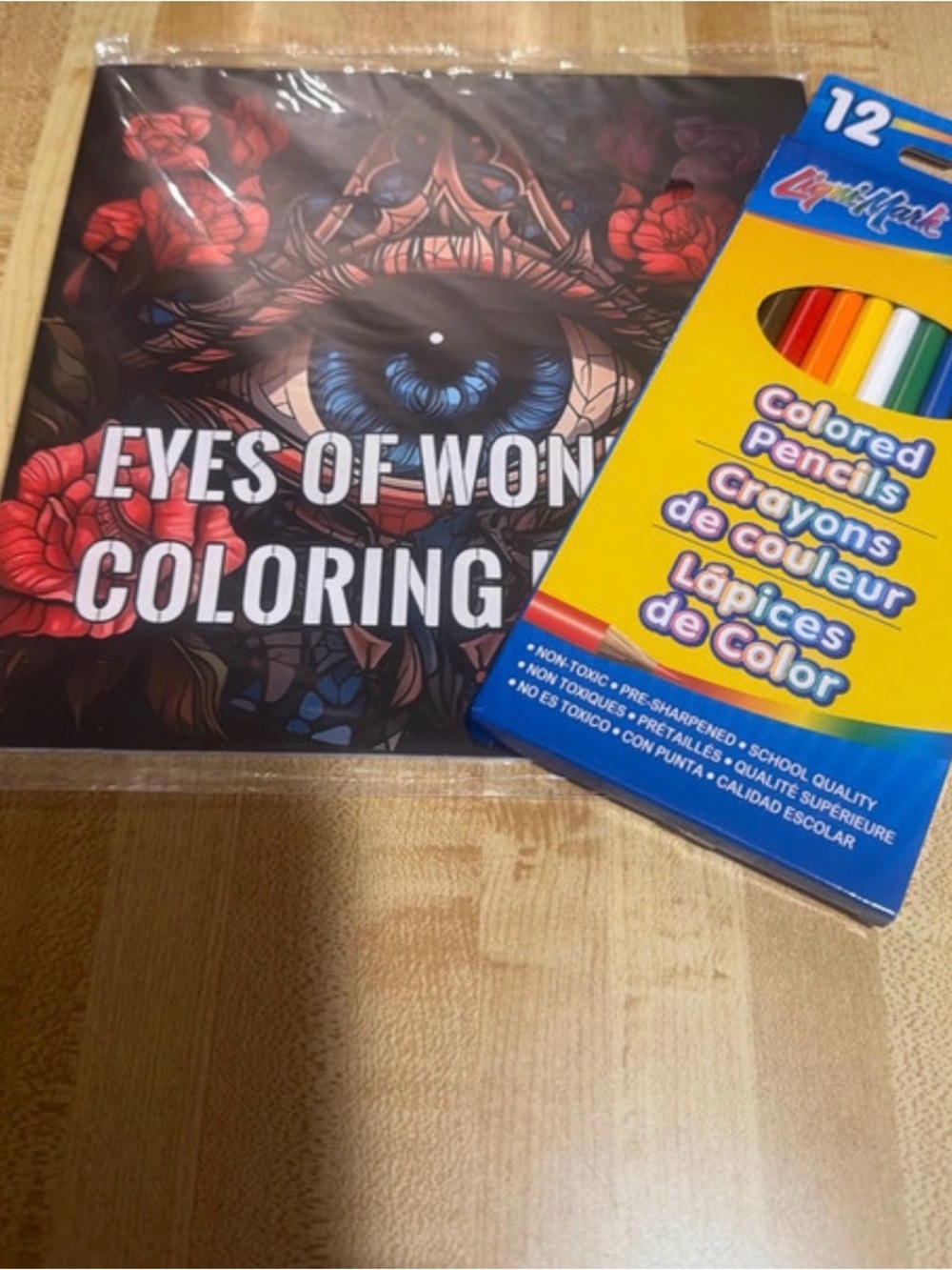 Eyes of Wonder Coloring Book with Colored Pencils - Black & Blue -